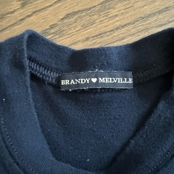 Brandy Melville striped long sleeve top.  Navy blue and white stripe. - Picture 4 of 5